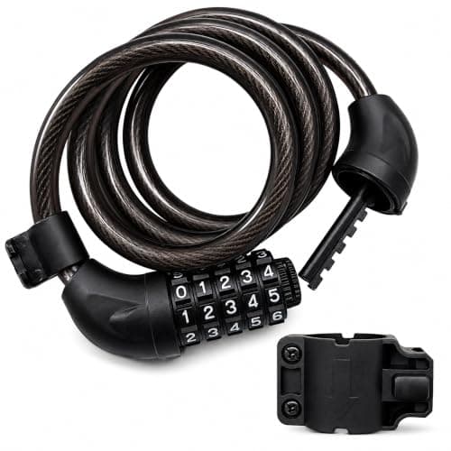 RYANGO Bike Lock, 4 Feet Bicycle Lock, Heavy Duty Anti Theft 5 Digit Combination Lock, Bike Cable Lock with Mounting Bracket, Bicycle Cable Lock for Road Bike Mountain Bike Scooter