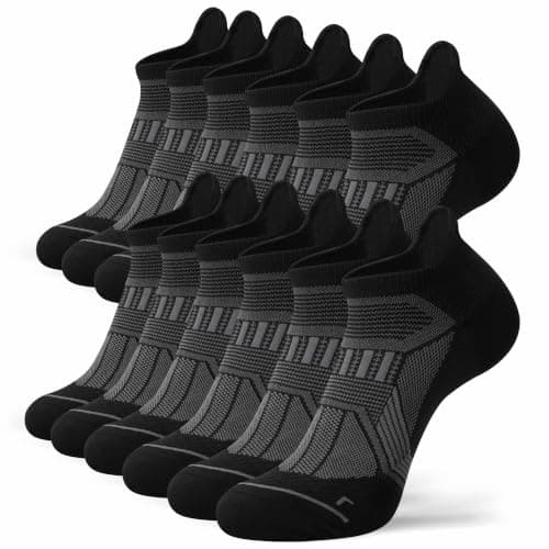 Hylaea Compression Ankle Socks for Running Athletic, 6 Pairs Black Large
