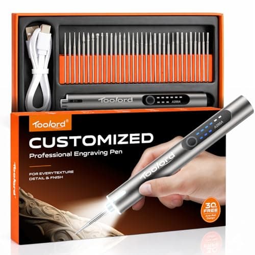 ABITAKE Engraving Pen with LED Light,HollowCup Motor,Cordless USB Rechargeable Rotary Tool for Metal,Wood,Glass and Plastic,DIY Engraving Kit with 30 Bits,Silver