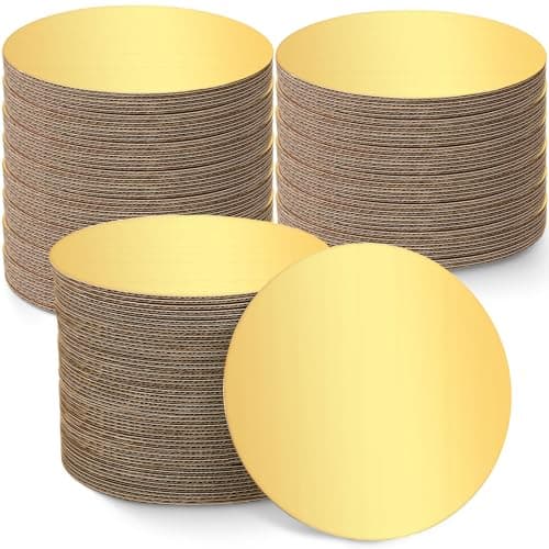 Potchen 100 Pack 8 Inches Round Cake Boards Cardboard, Gold