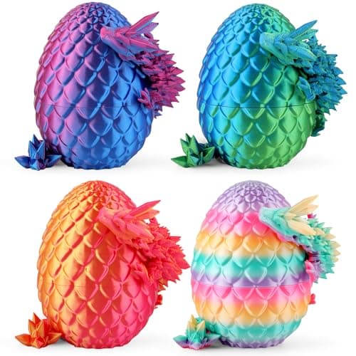 Rapean 8" 3D Printed Dragon Eggs, Easter Basket Stuffers for Kids and Teens, Unique Easter Toys & Decor for Children, Mysterious Dragon Toys Gifts for Boys & Girls (4 Pack)