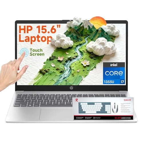 HP 15.6" Full HD Touchscreen Business Laptop, Intel Core i7-1355U, 16GB DDR4 RAM, 512GB SSD, Windows 11 Pro Copilot AI,Numeric Keypad,Fast Charge, Office 365 for The Web with Laptop KB Kit