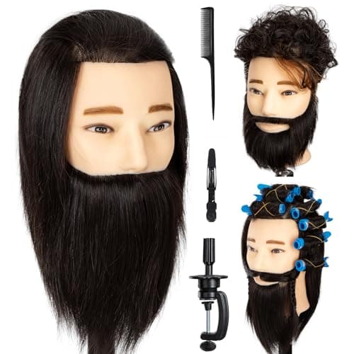 Male Mannequin Head with 100% Human Hair 14inch Training Head for Styling