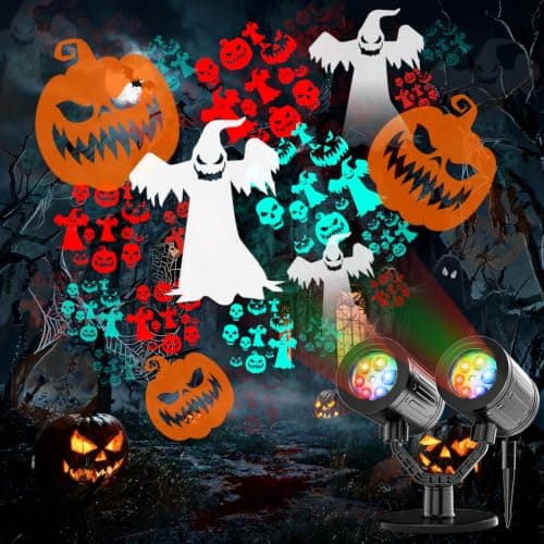 Halloween Projector Lights Outdoor Dynamic Halloween Decorations with Timer