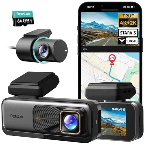 BOTSLAB G980H 4K STARVIS Dash Cam Front and Rear, 64GB Card[2026 Upgraded]