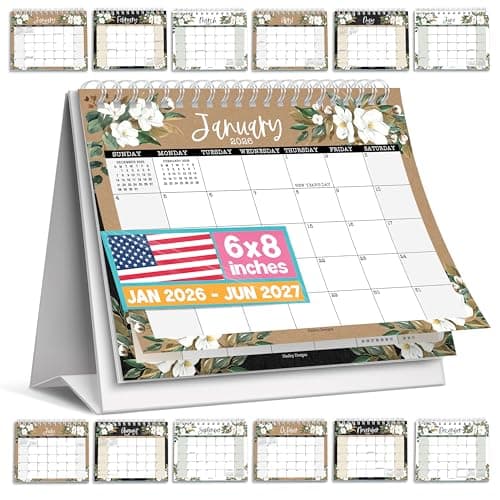 Small Desk Calendar 2026-2027 Standing Flip - 18-Month 2026 Desk Calendar Small for Home, Office & School, Standing Desks Calendars 2026-2027, Mini Desks Calendars, Back to School Teacher Gifts