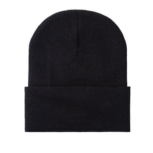 HIWIND Beanie for Men Women Knit Cuffed Winter Beanies Skull Cap Hat Black