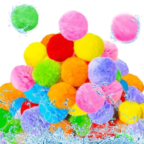 Anyumocz 70 Pcs Reusable Water Balls,Soft Soaker Splash Balls for Summer Backyard,Lawn,Beach,Pool Party Water Games,Colorful Water Toys for Kids,Adults,7 Colors