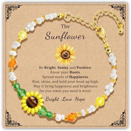 SmileBelle Sunflower Bracelets for Women, Sunflower Gifts for Teen Girl as Sunflower Mothers Day Gift Flower Bracelet as Get Well Gifts Inspirational Bracelet as Yellow Gift for Girl