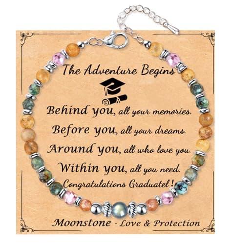 Brityant Graduation Gifts for Women Her 2026, 5th 8th Grade High School College Class of 2026 Graduation Gifts for Best Friend Bestie Granddaughter Daughter Sister Moonstone Bracelets for Women