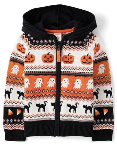 Gymboree,and Toddler Long Sleeve Zip Up Hoodie,Pumpkin Black,12-18 Months