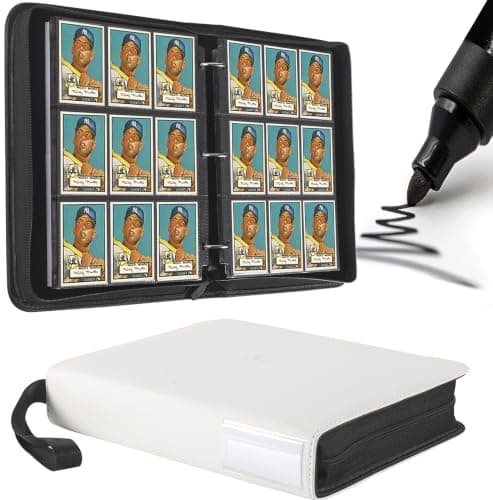 TIFFDADA Trading Card Binder 9 Pocket, Holds 810+ Cards, 45 Double Sided Sleeves, Spine Label with a Maker Pen, Top Loading PU Card Collection Album Folder with Zipper for TCG, PTCG, MTG, Sports Cards