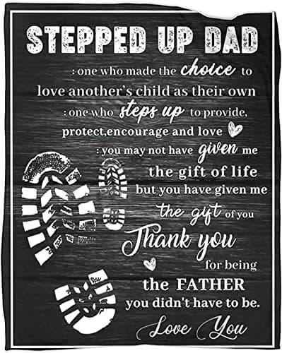 HAXOILO Stepped Up Dad Gifts Blanket to My Bonus Dad Father Daddy Throws Gifts for Fathers Day Birthday 80x60 in