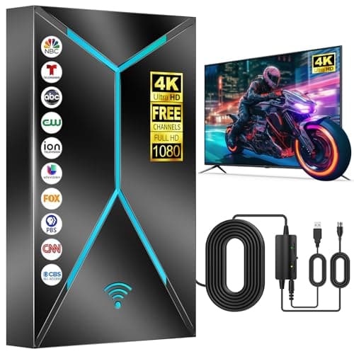 2026 Upgraded TV Antenna Indoor Outdoor – 3500+ Miles Long Range HDTV Antenna with Signal Booster & 26FT Coaxial Cable, Digital Reception for Local Channels 4K 8K 1080p, Works with Smart & Older TVs