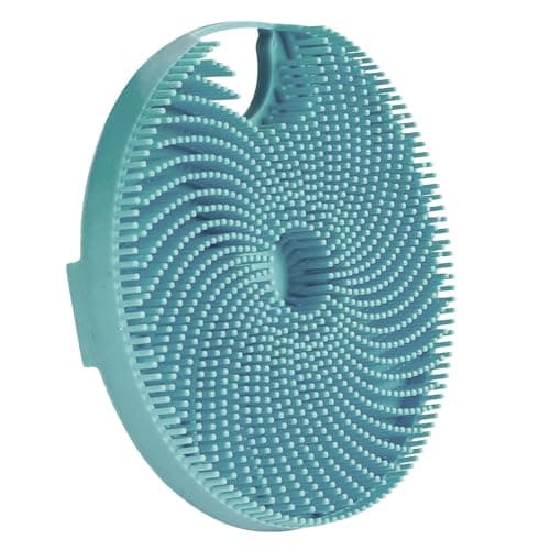 HIEERBUS Silicone Body Scrubber Shower Brush,Super Exfoliating Body Brush with Non-Slip Strap-Effective Showering Exfoliation and Gentle Massage for Men Wome,Durable Use Brush (Dark Green)