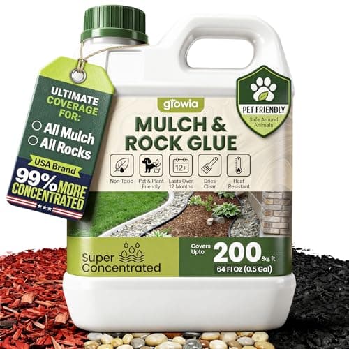 Mulch and Rock Glue for Landscaping - Cover Upto 200 sqft - 0.5 Gallon Mulch Glue for Rocks Outdoor Landscaping, Rock Glue for Pea Gravel, Fast-Drying Gravel Glue, Non-Toxic Gravel Binder