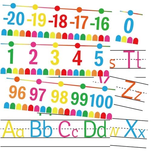 32Pcs A to Z Alphabet Letters -20-100 Number Cards Boho Bulletin Board Under The Sea Ocean Bee Theme Classroom Decorations Wall for School Educational Material Teacher Supplies (Bright Number)