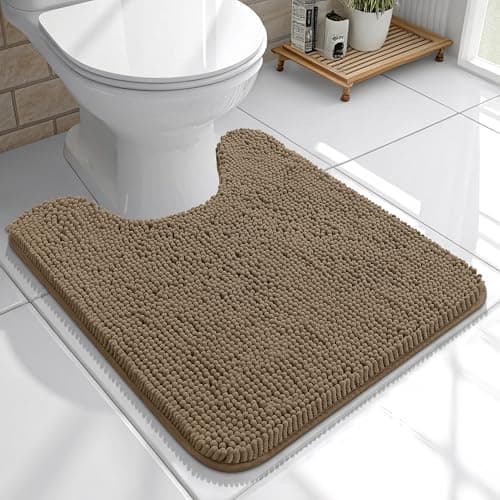 OLANLY Toilet Rugs U-Shaped 20x20, Soft Absorbent Chenille Contour Rugs