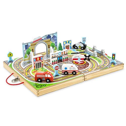 Melissa & Doug Take-Along Town Wooden Tabletop Play Set