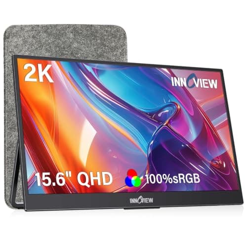 InnoView 2K Portable Monitor 15.6" QHD 100% sRGB, Built-in 180° Adjustable Stand Travel Monitor USB C Standard HDMI Ultra-Slim Portable Monitor for Laptop MacBook Phone PS5 Xbox Switch