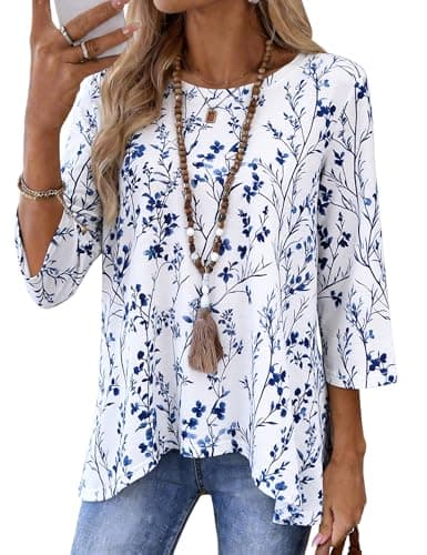 Totatuit Fall Tops for Women 3/4 Length Sleeve Trendy Ladies Top and Blouse