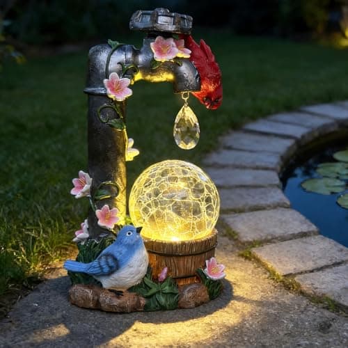 Solar Garden Statues Decor, Solar Glass Ball Lights,for Outdoor Pond Lawn