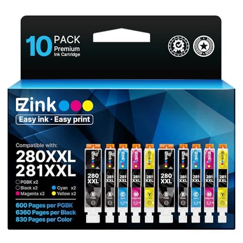 10 Pack 280 281 XXL Ink Cartridges Replacement for Canon 280 281 Ink cartridges PGI280XXL CLI281XXL Compatible with PIXMA TR8620a TS9521C TR7520 TR8620 TR8520 TR8600 TR7520 TS702a TS9520 TS6120