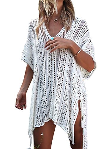 Jeasona Women’s Bathing Suit Cover Up for Beach Pool Swimwear Crochet Dress (Off White, S)
