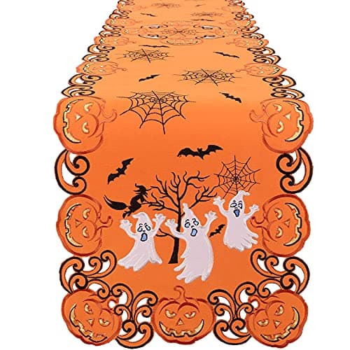 Simhomsen Embroidered Spooky and Scary Halloween Table Runner (14 × 34 inches)