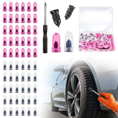 QIFEIOSHI 61 PCS Tire Repair Rubber Nail, Vacuum Tire Repair Kits Spiral Rubber Nails, Tire Screw Plug Fast Tool Self Service Tire Repair Nail for car, Motorcycle, Truck, Tractor Tire Puncture Repair