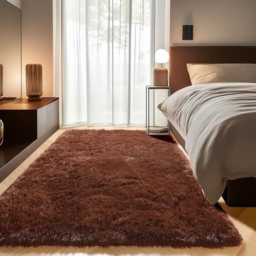 Brown Area Rugs for Bedroom Living Room, Fluffy 4x6 Man Cave Bedside Rug