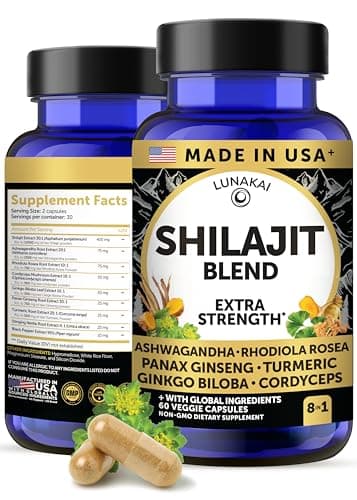 Lunakai USA Made 12000mg Pure Himalayan Shilajit Capsules for Men & Women