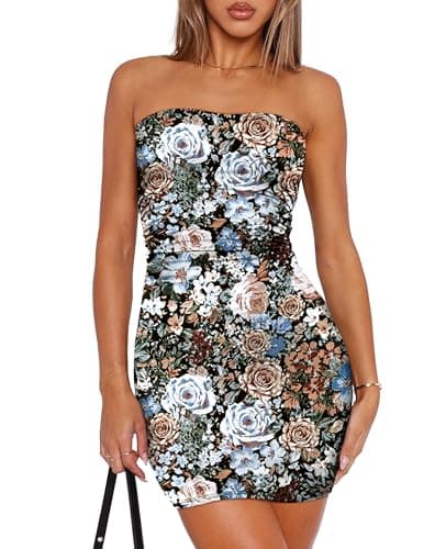 OFEEFAN Vacation Outfits for Women Elegant Dresses for Women Pink Blue XL