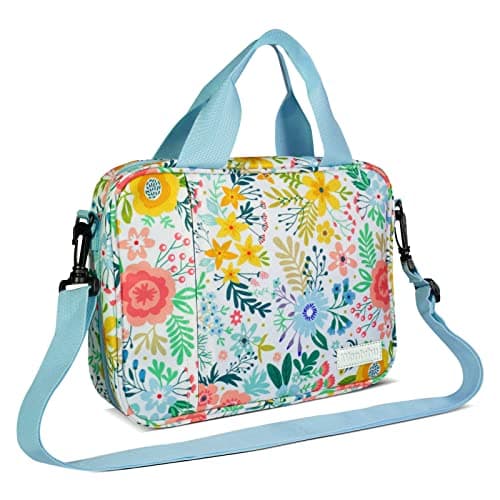 Bible Cover for Men Women, Zippered Bible Carrying Case Bible Protective Bag with Handle and Adjustable Shoulder Strap, Bible Bag for Women Men Kids (Blue Flower)