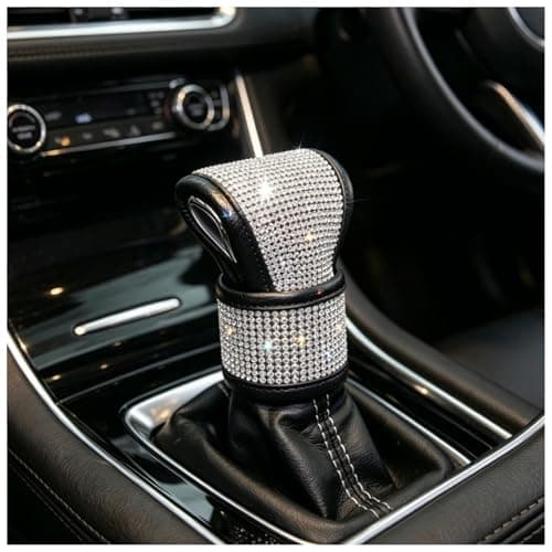 SPGICRM Bling Car Gear Shift Cover,Anti-Scratch Gear Shift Knob Cover with Rhinestones for Car Decorations & Protection,Universal Gears Shifter Covers as Gift for Women Girls