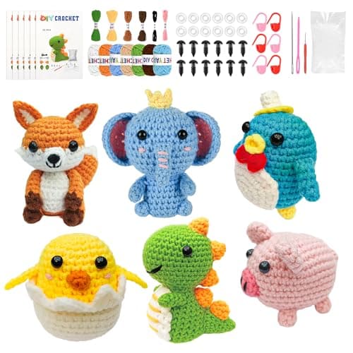 Mobelixy 6PCS Crochet Kit for Beginners, 2026 Christmas Knitting Kit with Step-by-Step Video Tutorials, Beginner Crochet Kit for Adults (Green)