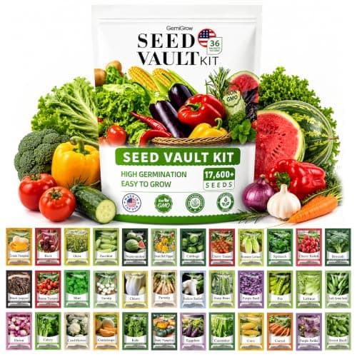 GermiGrow Vegetable & Fruit Survival Seeds Vault Kit, 17,600+ Seeds for Planting 36Pack Heirloom, Non-GMO Varieties Home Garden for Hydroponic, Indoor & Outdoors