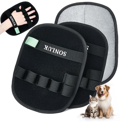 sonluk 2 Pack Pet Hair Removal Glove,Upgraded 5-Finger Pet Hair Remover Glove for Dogs&Cats,Reusable Electrostatic Magic Brush Pet Hair Removal Tool for Laundry,Furniture,Carpets,Car Seats(Black)