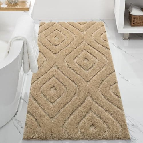 DEXDE Bathroom Rugs Runner Non Slip Mats for Bathroom Floor, 24x47 Beige