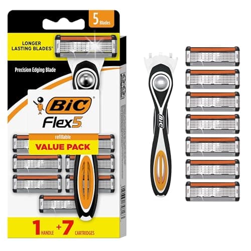 BIC Flex 5 Men's Refillable 5-Blade Razors with 7 Cartridges