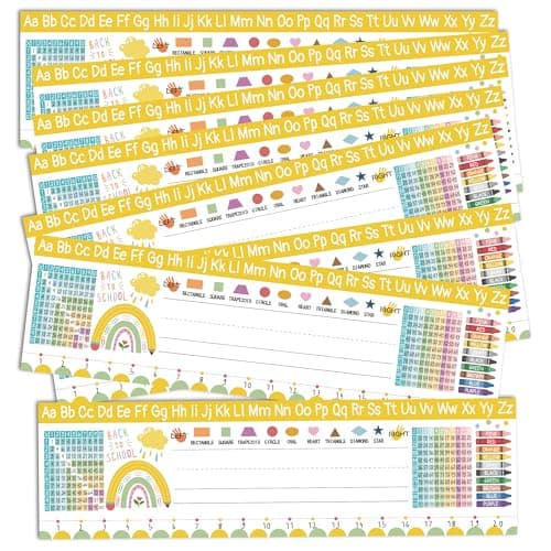 OKAMZIK Desk Name Tags for Classroom, 36 Student Name Plates, 11x3.1 Inches, Pastel, for 1st-3rd Grade Kindergarten Preschool