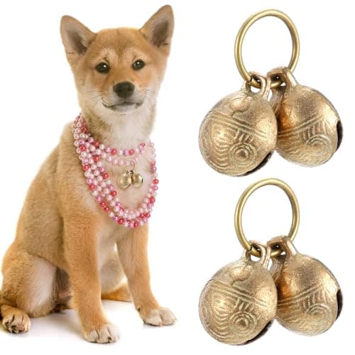 APLZGMG 2 Pcs Copper Dog Collar with Bell, Brass Bells for Dog Collars, Anti-Lost Bell Charms, Loud Vintage Collar Bells for ID Pendant Tag Little Dogs & Cats Pet Supplies