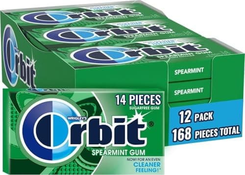 ORBIT Spearmint Sugar Free Chewing Gum, 12 Pack, 14 Pieces (168 Pieces)