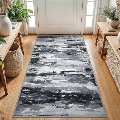 SILOLOOM Abstract Washable Rugs for Entryway 3x5 Area Rug Non Slip Door Mat