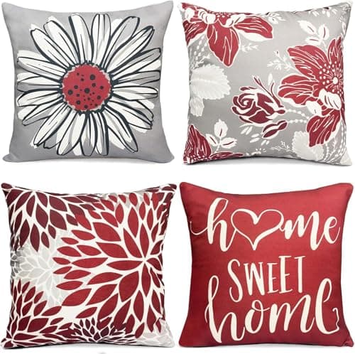 RYSMIYOU Decorative Boho Farmhouse Throw Pillow Covers 20x20 inch Set of 4