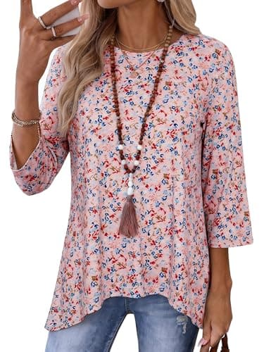 Totatuit Fall Tops for Women 3/4 Length Sleeve Trendy Ladies Top and Blouse