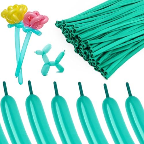 260 Balloons for Balloon Animals, 100PCS Long Balloons for Tying Balloon Arches, Thick Latex Long Skinny Twisting Balloons for Animals, Wedding & Party Decorations (Teal Blue)