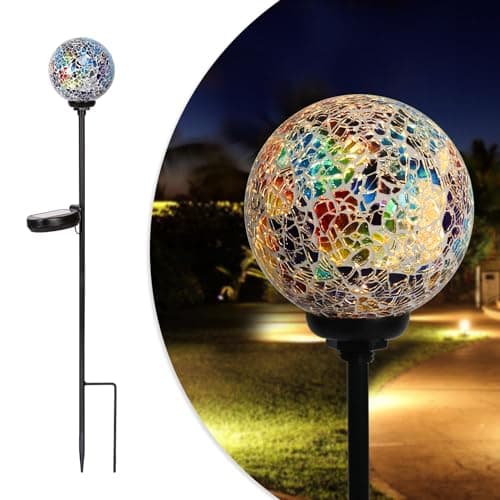Solar Garden Decorative Light, Mosaic Globe Stake for Yard Decor, 3.5 inch