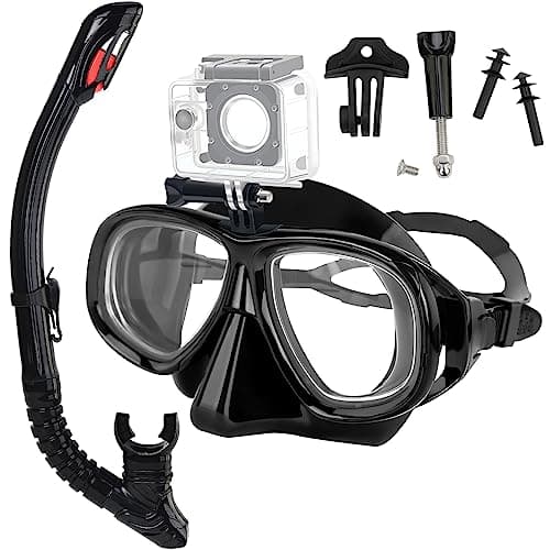 Nearsighted Snorkeling Gear for Adults Youth, Professional Shortsighted Full Dry Top Silicone Snorkel Set, Anti-Fog Diving Mask with Detachable Camera Mount for Scuba Diving, Spearfishing, Freediving