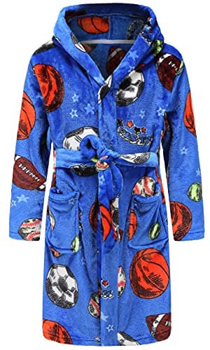 Boys Girls Bathrobes Soft Hooded Bathrobes Sleepwear robe for Girls boys (Ball, 11-12Years)